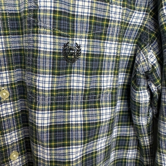 Chaps Men Button Down Classic Oxford Shirt 100% Cotton Blue White Size Medium - Picture 4 of 7